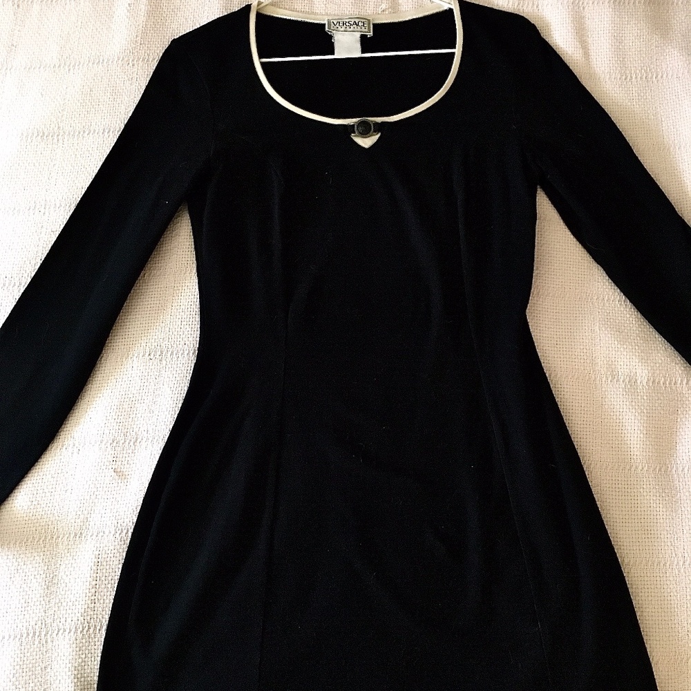 versace cotton black long sleeve dress